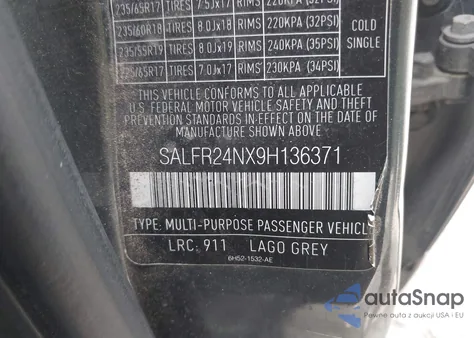 2009 Land Rover Lr2 Hse z USA, uszkodzony, nr VIN SALFR24NX9H136371